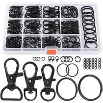 Kit de fabricação de chaveiros LEOBRO 265 PCS Swivel Snap Hooks preto