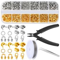 Kit de Fabricação de Joias Acejoz 1200 Peças com Contas de Crimpagem e Ferramentas Kit de Fabricação de Joias Acejoz 1200 Peças com Contas de Crimpagem e Ferramentas
