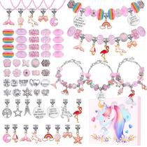 Kit de fabricação de joias Flasoo DIY Charm Bracelet com sereia unicórnio Kit de fabricação de joias Flasoo DIY Charm Bracelet com sereia unicórnio