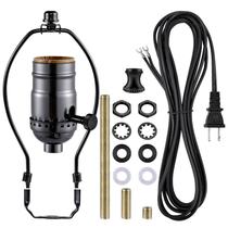 Kit de fabricação de lâmpadas EMNOOTI Soquete de 3 vias com cabo de 3,7 m preto