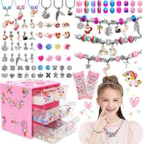 Kit de fabricação de pulseiras Charm FOVRPUIB com miçangas para meninas de 6 a 8 anos