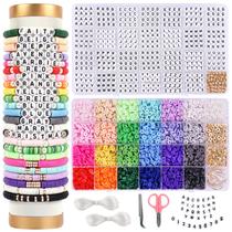 Kit de fabricação de pulseiras Clay Beads Wollgess 6000 unidades com A a Z