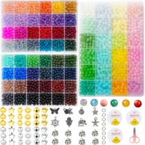 Kit de fabricação de pulseiras de miçangas de vidro 3000 unidades+72 cores de 6 mm Kit de fabricação de pulseiras de miçangas de vidro 3000 unidades+72 cores de 6 mm