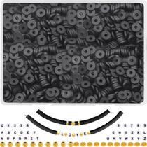 Kit de fabricação de pulseiras JMUQ Black Clay Beads com número de letra