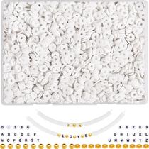 Kit de fabricação de pulseiras JMUQ White Clay Beads com número de letra Kit de fabricação de pulseiras JMUQ White Clay Beads com número de letra