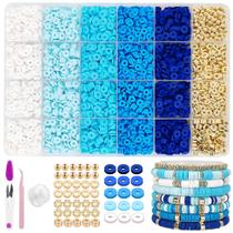 Kit de fabricação de pulseiras MIIIM Blue Clay Bead com contas espaçadoras douradas