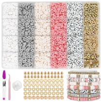 Kit de fabricação de pulseiras MIIIM Boho Neutral Clay Beads com acessórios