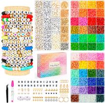 Kit de fabricação de pulseiras Paodey Clay Beads 14.000 unidades 48 cores Kit de fabricação de pulseiras Paodey Clay Beads 14.000 unidades 48 cores