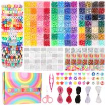 Kit de fabricação de pulseiras Pizooro Pony Beads 3700 unidades com miçangas