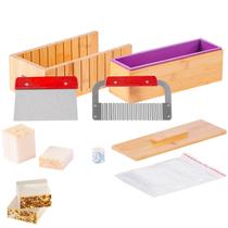 Kit de fabricação de sabão VEVOR Caixa de corte de bambu com molde de silicone
