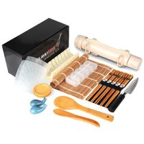 Kit de Fabricação de Sushi Delamu 20 em 1 - Com Faca de Chef e Tapetes de Bambu Kit de Fabricação de Sushi Delamu 20 em 1 - Com Faca de Chef e Tapetes de Bambu