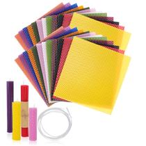 Kit de fabricação de velas de cera de abelha Thleunei, 24 folhas de 20x20 cm Kit de fabricação de velas de cera de abelha Thleunei, 24 folhas de 20x20 cm