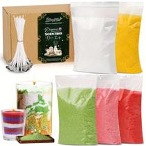 Kit de fabricação de velas de cera de areia Blingfun, 500 g, 20 mechas, 5 cores Kit de fabricação de velas de cera de areia Blingfun, 500 g, 20 mechas, 5 cores