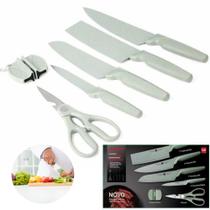 Kit De Faca 6 Peças Com Afiador Jogo Profissional Churrasco Kit De Faca 6 Peças Com Afiador Jogo Profissional Churrasco