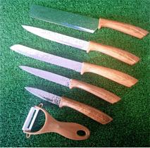 Kit de faca 6 peças marrom Kit de faca 6 peças marrom