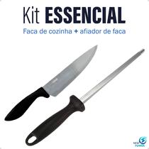 Kit De Facas + Afiador De Aço Inox Para Churrasco 2 Peças Completo Top - HOME GOODS