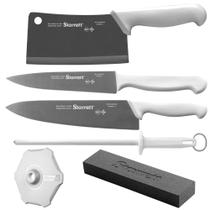 Kit de Facas Chef Com Cutelo Branco 6 Peças (BKK-6W1) - Starrett