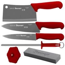 Kit de Facas Chef Com Cutelo Vermelho 6 Peças (BKK-6R1) - Starrett Kit de Facas Chef Com Cutelo Vermelho 6 Peças (BKK-6R1) - Starrett