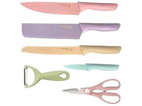 Kit de facas coloridas em aço inox, presente perfeito para cozinha, composto por 6 peças - THR