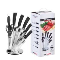 Kit De Facas De Cozinha Com Cepo Uny 8 Peças