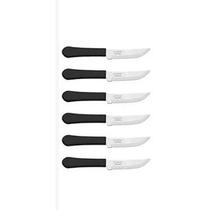 Kit de facas de mesa com 6 peças cabo de plástico e lâmina de inox - Filó Modas