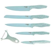 Kit De Facas E Descascador Profissional Inox Antiaderente Verde 6 Peças Premium Kit De Facas E Descascador Profissional Inox Antiaderente Verde 6 Peças Premium