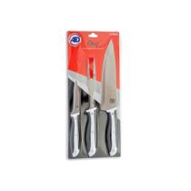 Kit de facas e garfo trinchante chef inox 3 peças - ad