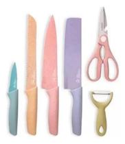 Kit de Facas para Cozinha Tons Pastéis 6 Peças
