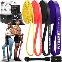 Kit de Faixas Elásticas de Resistência FitBeast 4 Níveis 5-80 lb Kit de Faixas Elásticas de Resistência FitBeast 4 Níveis 5-80 lb