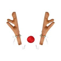 Kit De Fantasia De Rena Para Carro, Decoração De Natal Com Chifres E Nariz Para Caminhão, SUV E