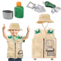 Kit de fantasias Coloch de 5 peças Explorer para crianças, conjunto de roupas Kid Safari, fantasias infantis de fingir brincar, incluindo colete cargo, chapéu, para dramatizar como guardião de zoológico, paleontólogo, guarda florestal, para meninos e meninas de 3 a 7 anos Kit de fantasias Coloch de 5 peças Explorer para crianças, conjunto de roupas Kid Safari, fantasias infantis de fingir brincar, incluindo colete cargo, chapéu, para dramatizar como guardião de zoológico, paleontólogo, guarda florestal, para meninos e meninas de 3 a 7 anos
