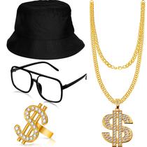 Kit de fantasias Gejoy Hip Hop 80/90s Rapper Access. para homens/mulheres Kit de fantasias Gejoy Hip Hop 80/90s Rapper Access. para homens/mulheres