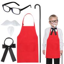 Kit de fantasias Kyson Kids Chef, 6 peças de avental vermelho, bengala e gravata borboleta Kit de fantasias Kyson Kids Chef, 6 peças de avental vermelho, bengala e gravata borboleta