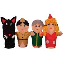 Kit de fantoches chapeuzinho vermelho com 4 peças - simque - 446 Kit de fantoches chapeuzinho vermelho com 4 peças - simque - 446