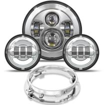 Kit de faróis LED e luzes de passagem de neblina TRUCKMALL 7" para Harley