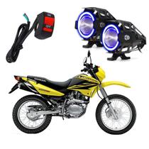 Kit de Farol de Milha para Moto NXR 150 BROS ES 2006 2007 2008 2009 Angel Eye Azul U7