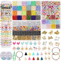 Kit de Fazer Pulseiras OCARDI para Meninas com Miçangas de Argila e Miçangas de Vidro Kit de Fazer Pulseiras OCARDI para Meninas com Miçangas de Argila e Miçangas de Vidro