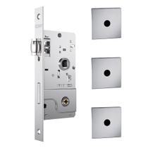 Kit de Fechadura 800 Rolete Tetra com 2 Travas Auxiliares Roseta Quadrada1 Inox Escovado 40mm Stam Kit de Fechadura 800 Rolete Tetra com 2 Travas Auxiliares Roseta Quadrada1 Inox Escovado 40mm Stam