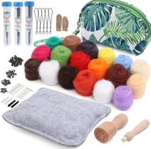 Kit De Feltragem Lã Completo Com Agulhas + 18 lãs C/ Estojo