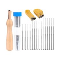 Kit De Feltro Com Agulhas DIY 3 Tamanhos 18 Peças Agulhas Com Cabo De Madeira Protetor De Dedos Para
