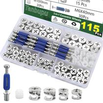Kit de Ferragens Tanbupu com Fechos Excêntricos para Móveis 115 Peças 3 em 1 Kit de Ferragens Tanbupu com Fechos Excêntricos para Móveis 115 Peças 3 em 1