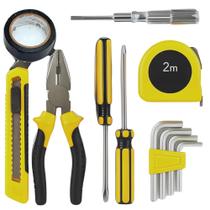 Kit de Ferramentas 12 Peças com Alicate, Trena, Estilete e Mais LWJH1801