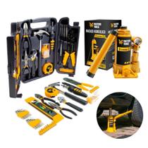 Kit de Ferramentas 129 peças e Macaco Hidráulico Garrafa 2 Toneladas Fasterr