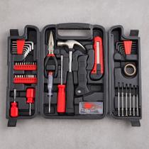 Kit de ferramentas 142 peças maleta chaves martelo soquetes jogo multiuso manuais manutenção domestica profissional reparo