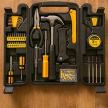 Kit de Ferramentas 200 Peças com Maleta Jogo Ferramentas Completo para Reparos, Instalações e Manutenção Doméstica e Profissional Preto