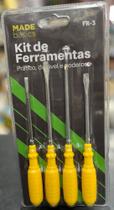 Kit de Ferramentas 3 Chaves Fenda 1 Chave Philips