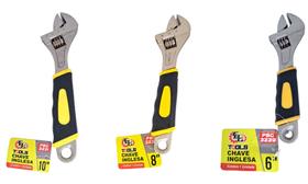 Kit De Ferramentas 3 Chaves Inglesas Ajustáveis Profissionais 10 8 6 Polegadas Cabo Emborrachado