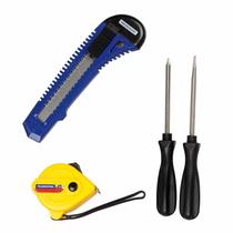 Kit de Ferramentas 4 Itens Tramontina: 1 Trena 2m, 1 Chave de Fenda, 1 Chave Philips, 1 Estilete Kit de Ferramentas 4 Itens Tramontina: 1 Trena 2m, 1 Chave de Fenda, 1 Chave Philips, 1 Estilete