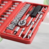 Kit De Ferramentas 46 Peças Chave Catraca Reversível Maleta