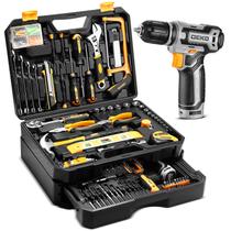 Kit de ferramentas Box Drill Set DEKOPRO Home Mechanic com furadeira de 12 V
